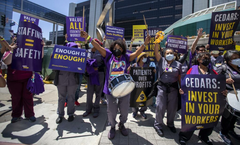 unionized-health-care-workers-at-cedars-sinai-medical-center-will-hold-an-unfair-labor-practice-strike-contact-says-workers-are-alleging-safety-concerns-short-staffing-and-low-wages-at-the-hospi